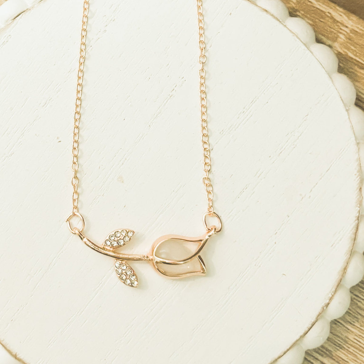Gold and Smokey Stone Tulip Necklace