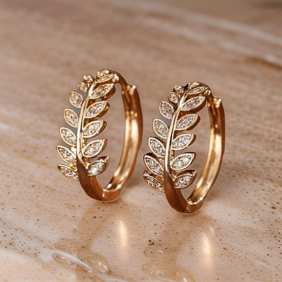 Vine Crystal Huggie Earrings