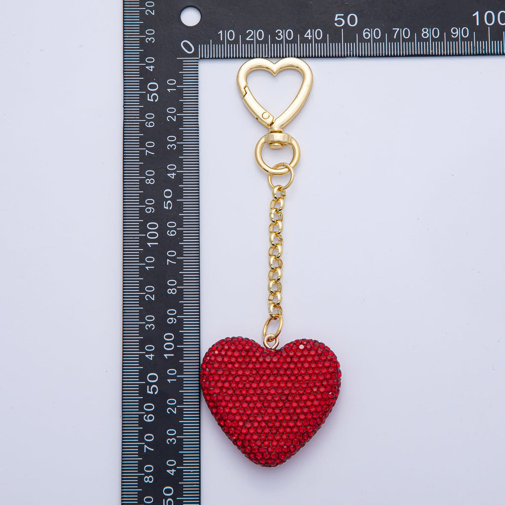 Bedazzled Heart Bag Charm