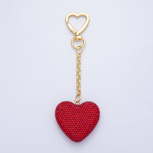 Bedazzled Heart Bag Charm