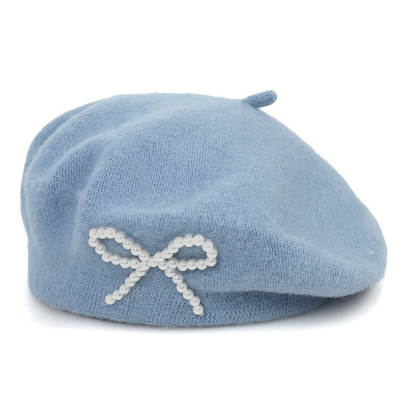 Pearl Bow Wool Beret