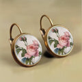 Vintage Pink Rose Earrings