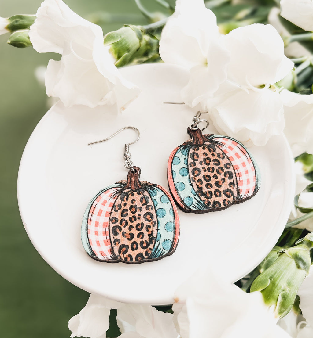 Patchwork Pumpkin Earrings