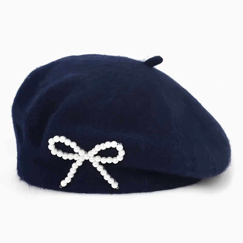 Pearl Bow Wool Beret