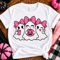 Girly Ghosts | Cute Pink Bow Halloween Graphic T-Shirt