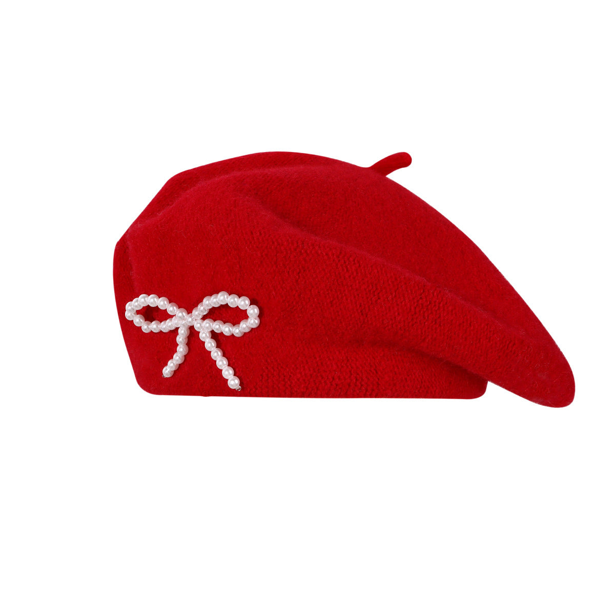 Pearl Bow Wool Beret