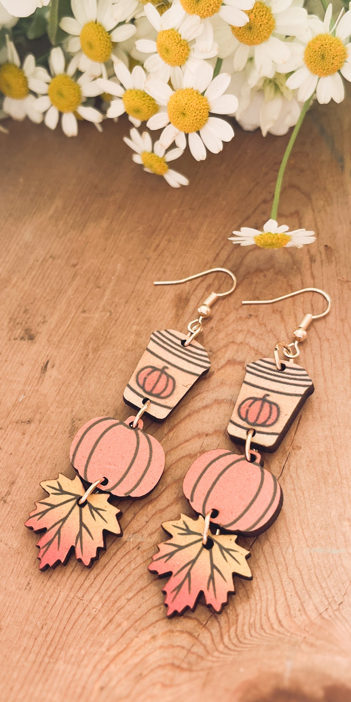 Pumpkin Spice Coffee Wood Earrings
