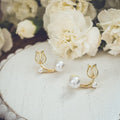 Pearl and Tulip Flower Earrings
