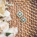 Vintage Green and Pearl Stud Earrings
