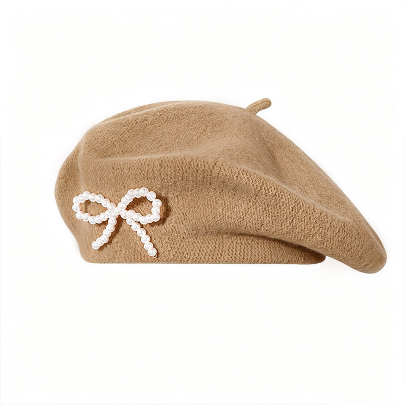 Pearl Bow Wool Beret