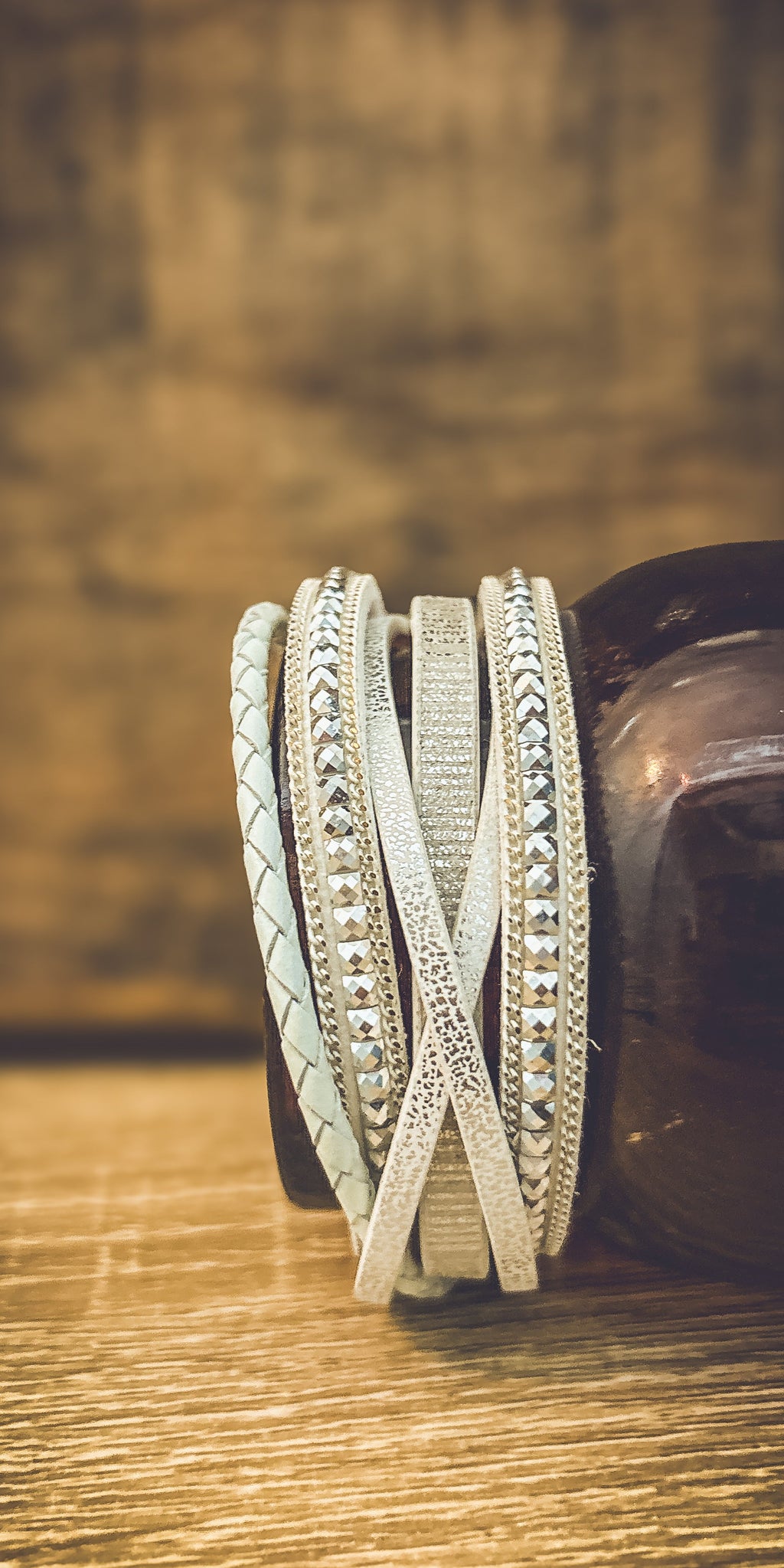 White Leather Cuff Bracelet