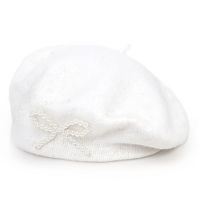 Pearl Bow Wool Beret