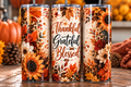 Thankful, Grateful, Blessed 20 oz Skinny Tumbler | Fall Sunflower Tumbler