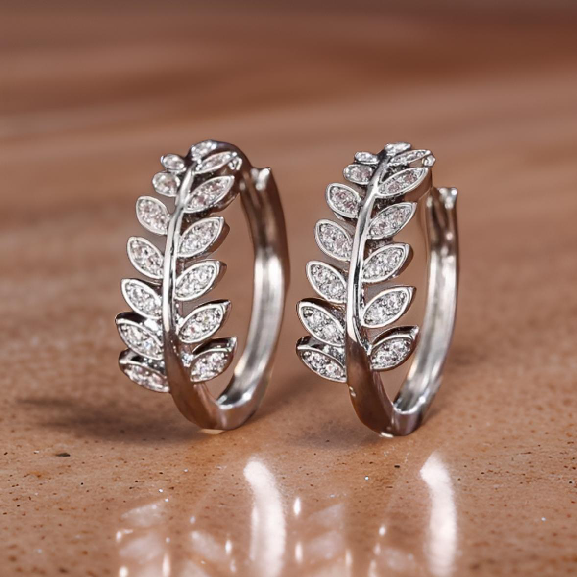 Vine Crystal Huggie Earrings