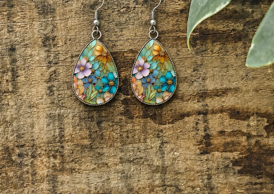 Floral Colorful Drop Earrings