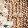 Vintage Pastel and Pearl Stud Earrings