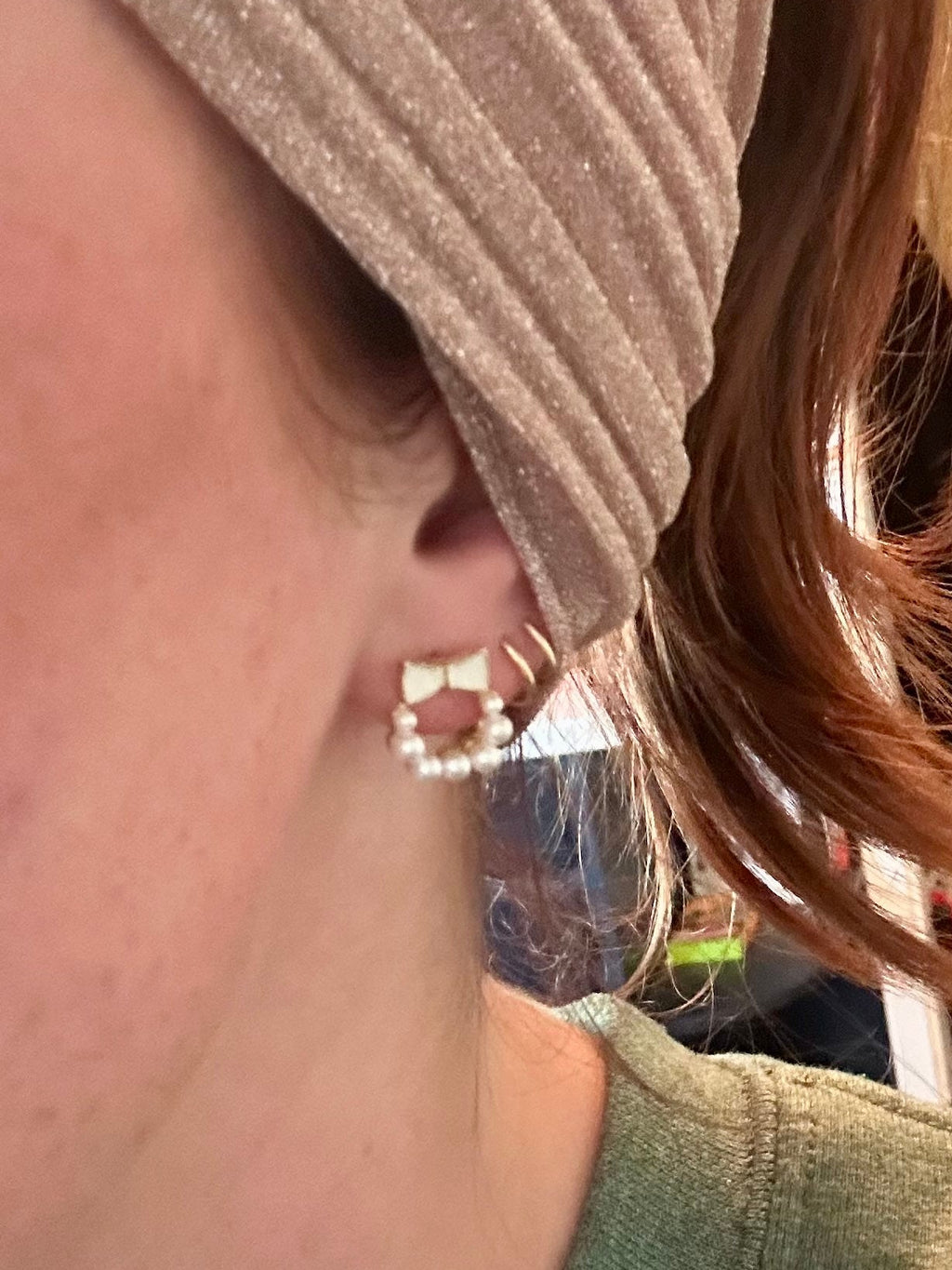 Pearl Bow Wreath Earrings