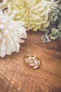 Adjustable Gold and White Leaf Ring
