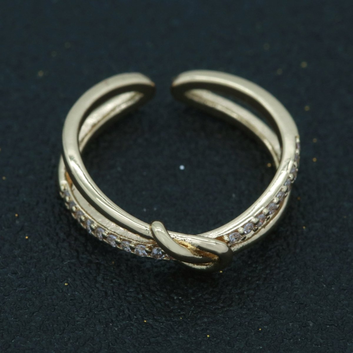 Gold Double Band Twisted Ring - Adjustable