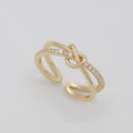 Gold Double Band Twisted Ring - Adjustable
