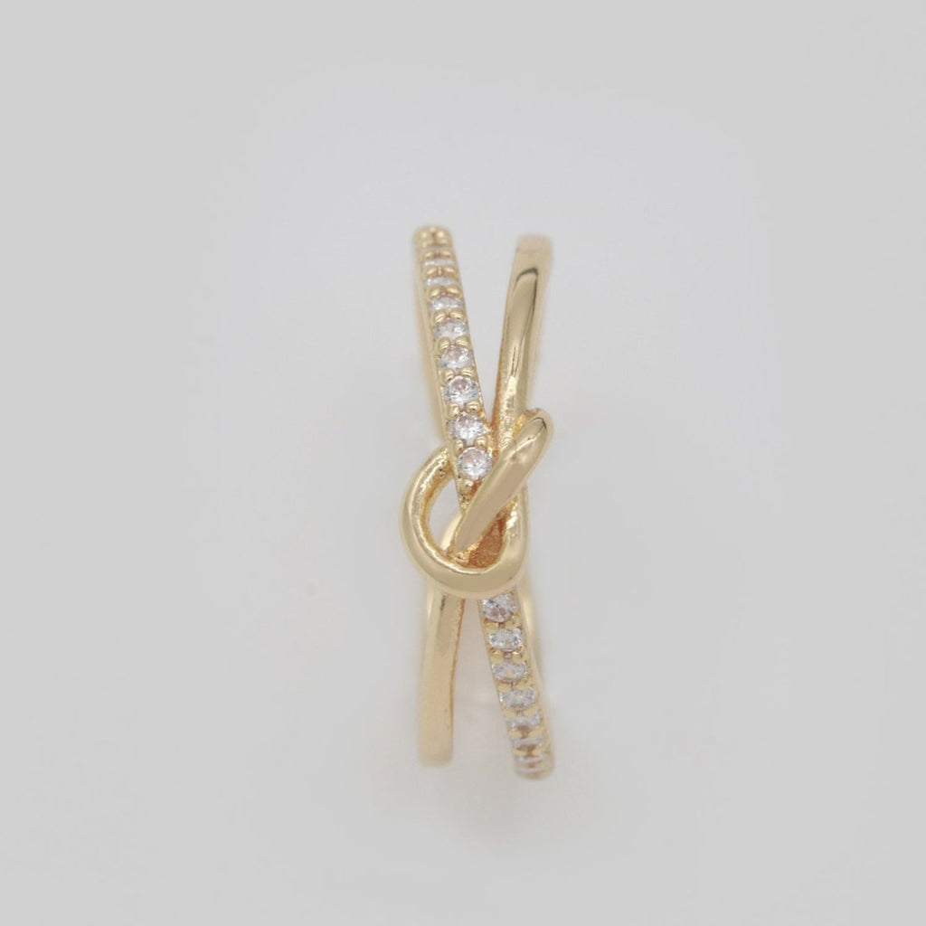 Gold Double Band Twisted Ring - Adjustable