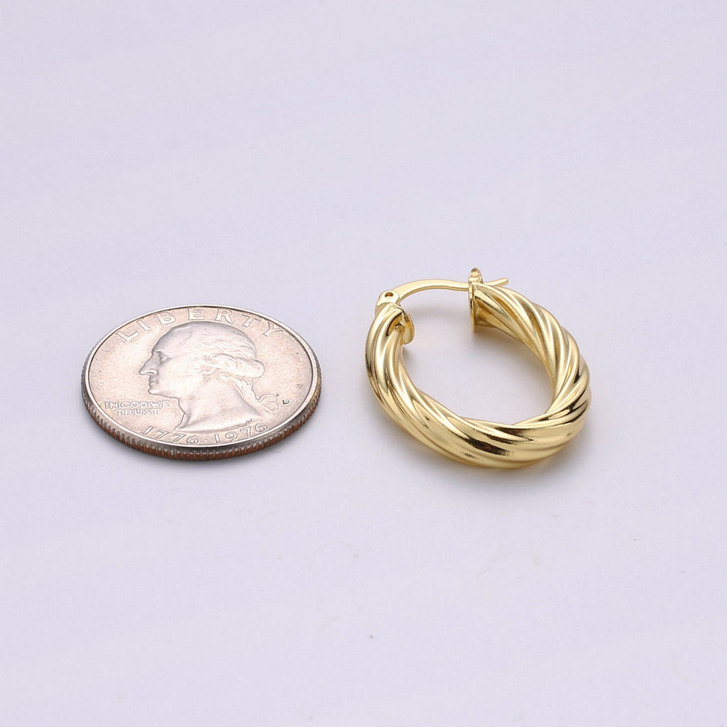 Gold Rope Hoop Earrings