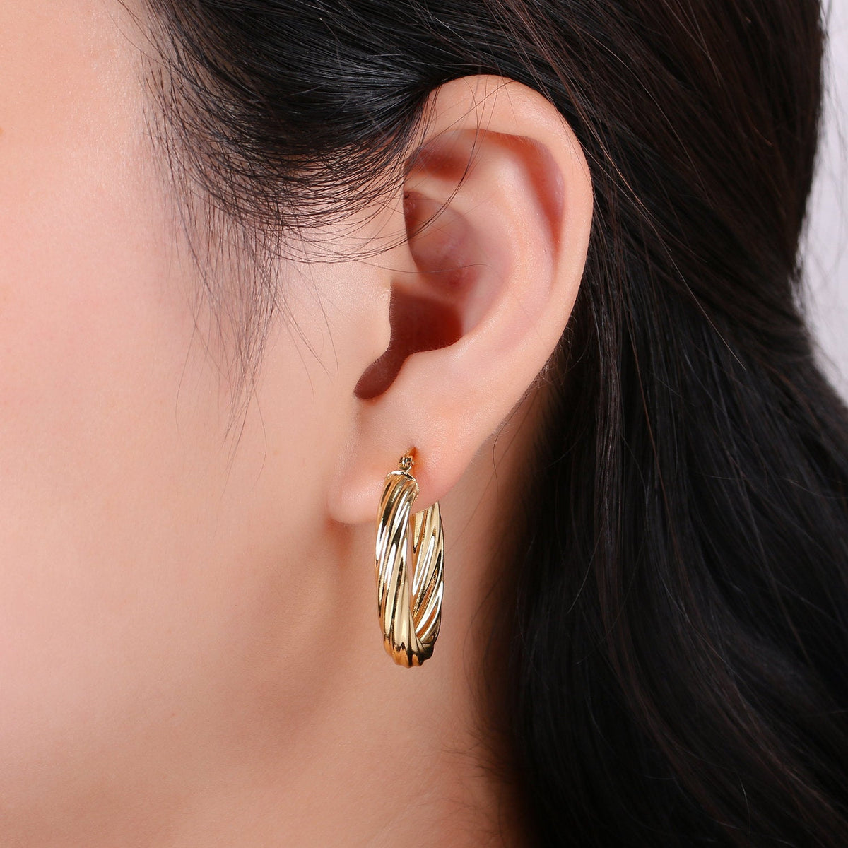 Gold Rope Hoop Earrings